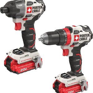 20V MAX Cordless Drill and Impact Driver, Power Tool Combo Kit with 2 Batteries